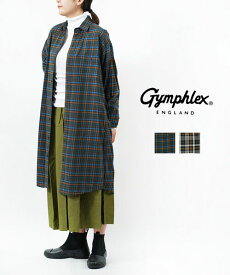 ジムフレックス Gymphlex ワンピース シャツワンピース ロングシャツ 長袖 レディース チェック柄 おしゃれ かわいい グリフィン刺繍・GY-G0063CTE-0322302(レディース)(JP)