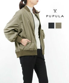 【4/20限定ポイント10倍】PUPULA(ププラ)ポリエステルテック MA-1風 袖シャーリング ブルゾン ジャケット・131004-0142301(メンズ)