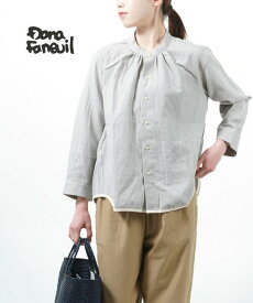 ダナファヌル DANA FANEUIL コットン バンドカラー 裾パイピング シャツ ブラウス・D-6223101-0232301(レディース)(クーポン対象外)