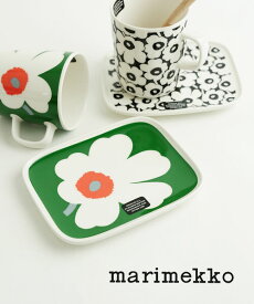 【ポイント2倍】【2024年春夏新作】マリメッコ marimekko 皿 スクエアプレート 角皿 食器 取り皿 小皿 60周年 ウニッコ 花柄 グリーン×オレンジ キッチン ギフト プレゼント 北欧 人気 かわいい おしゃれ・52249473089-0062401(レディース)(1F-W)