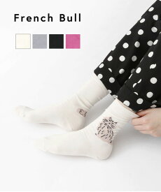 フレンチブル French Bull 靴下 ソックス ショートソックス 猫 ネコ 綿 コットン 薄手 女性用 日本製 ホワイト グリーン ピンク・11-24116-1852602(メール便可)[M便 3/5](レディース)