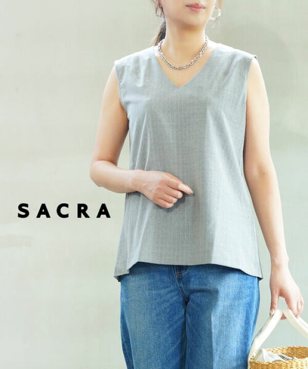 楽天市場】【50%OFF】サクラ SACRA ブラウス ノースリーブ トップス V 