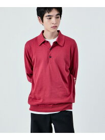 【SALE／80%OFF】COTTON KNIT POLO L/S UNISEX M TO R アダムエロペ トップス ポロシャツ ブラック ピンク グリーン ベージュ【RBA_E】[Rakuten Fashion]