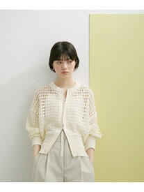 【WEB限定】メッシュニットブルゾン ADAM ET ROPE' FEMME アダムエロペ トップス カーディガン ブラック ホワイト レッド【送料無料】[Rakuten Fashion]