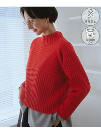 【SALE／50%OFF】もちもちリブ切り替えニットプルオーバー/イージーケア・リンクコーデ ROPE' PICNIC ロペピクニック トップス ニット レッド ブルー グレー ベージュ ホワイト【RBA_E】[Rakuten Fashion]