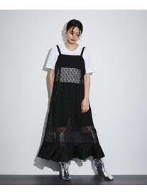 【SALE／60%OFF】ジオメトリックレースキャミワンピース ADAM ET ROPE' FEMME アダムエロペ ワンピース・ドレス ワンピース ブラック ホワイト【RBA_E】【送料無料】[Rakuten Fashion]