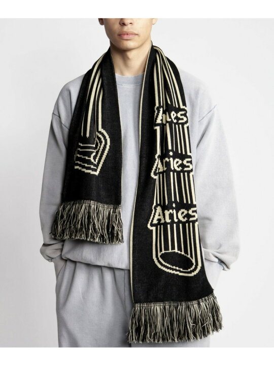 アリエス ロゴ入り ブラックマフラー（Aries COLUMIN SCARF マフラー 