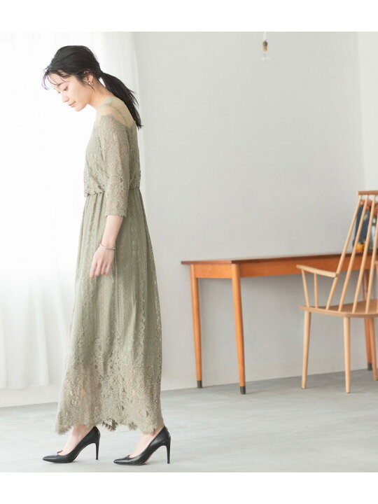 楽天市場 チュールパネルレースドレス Adam Et Rope アダムエロペ ワンピース ワンピースその他 グリーン ブラック ブルー 送料無料 Rakuten Fashion J Adore Jun Online