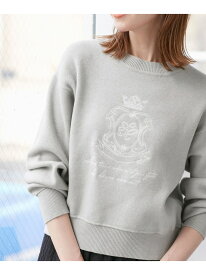 【SALE／50%OFF】スウェットライク刺繍ニットプルオーバー/リンクコーデ ROPE' PICNIC ロペピクニック トップス ニット ピンク ネイビー ホワイト グレー イエロー【RBA_E】[Rakuten Fashion]