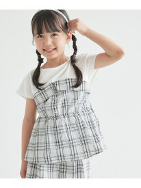 【SALE／50%OFF】【KIDS】レイヤード風チェックドッキングチュニック/セットアップ対応 ROPE' PICNIC KIDS ロペピクニック トップス その他のトップス ホワイト ブラック【RBA_E】[Rakuten Fashion]
