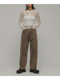 [PANTS]HIGHWAIST SEMIWIDE COLOR DENIM UNISEX M TO R アダムエロペ パンツ ジーンズ・デニムパンツ ブラウン カーキ ブルー【送料無料】[Rakuten Fashion]