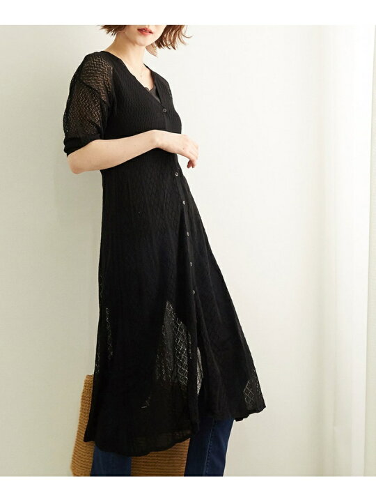 楽天市場 Sale 39 Off 透かし柄編みニットワンピース Rope Picnic ロペピクニック ワンピース ワンピースその他 ブラック ベージュ レッド Rba E Rakuten Fashion J Adore Jun Online
