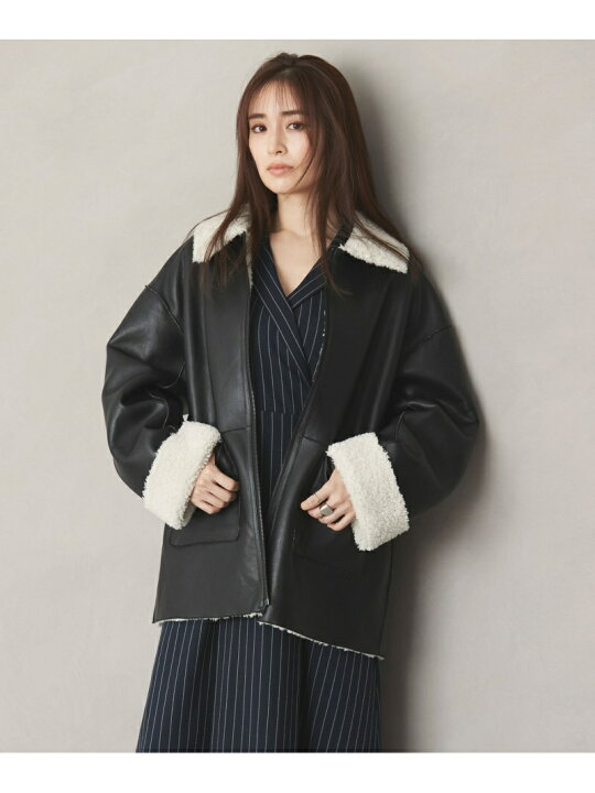 楽天市場】【SALE／50%OFF】リバーシブルフェイクレザーボアブルゾン  