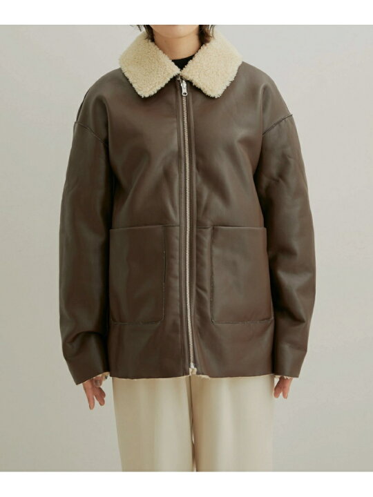 楽天市場】【SALE／50%OFF】リバーシブルフェイクレザーボアブルゾン 