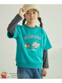 【SALE／50%OFF】【KIDS】【TOM and JERRY】ミニ裏毛ハーフスリーブトップス ROPE' PICNIC KIDS ロペピクニック トップス カットソー・Tシャツ グリーン ピンク【RBA_E】[Rakuten Fashion]