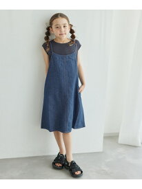 【KIDS】バックリボンデニムジャンパースカート ROPE' PICNIC ロペピクニック ワンピース・ドレス ジャンパースカート ネイビー ブルー[Rakuten Fashion]
