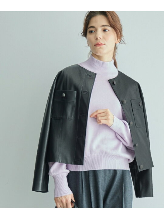 楽天市場】【SALE／50%OFF】フェイクレザークルーネックショート 