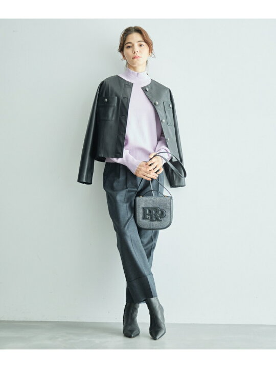 楽天市場】【SALE／50%OFF】フェイクレザークルーネックショート 