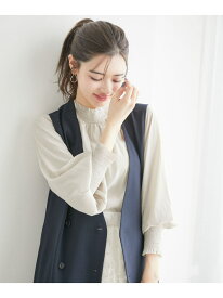 【SALE／20%OFF】シャーリングフリルブラウス ROPE' PICNIC ロペピクニック トップス シャツ・ブラウス ベージュ グレー ホワイト ブルー【RBA_E】[Rakuten Fashion]