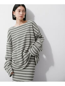 【Miller for ADAM ET ROPE'】別注WAFFLE L/S BORDER TEE ADAM ET ROPE' FEMME アダムエロペ トップス カットソー・Tシャツ ホワイト グリーン【送料無料】[Rakuten Fashion]