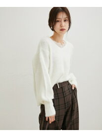 【SALE／30%OFF】【前後2WAY】レースドッキングニットプルオーバー VIS ビス トップス ニット グレー ホワイト ブルー【RBA_E】[Rakuten Fashion]