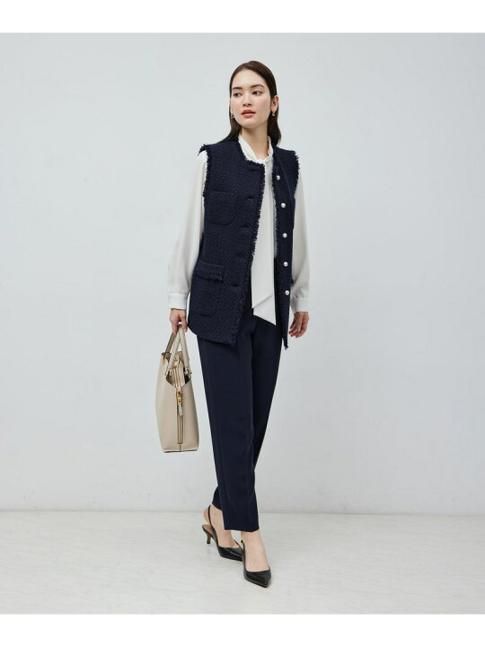 楽天市場】ミックスツイード ノーカラージレベスト【セレモニー/通勤  