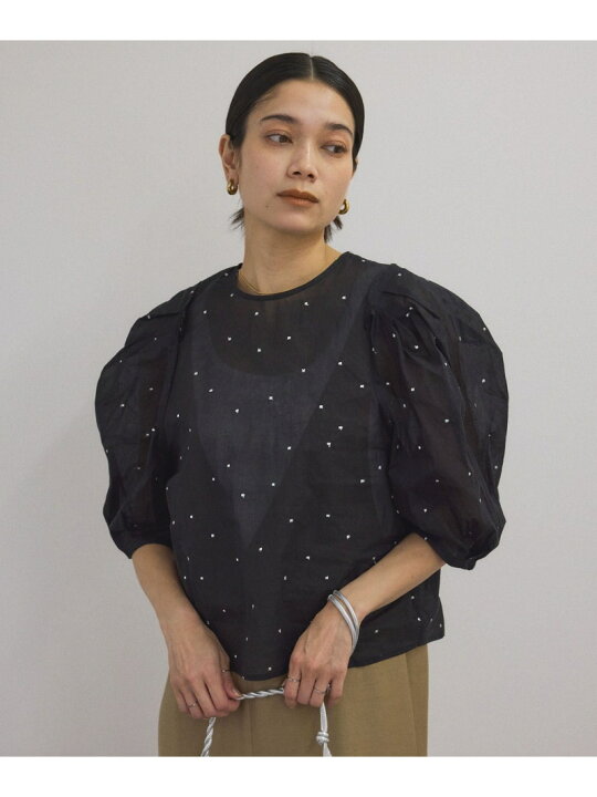 楽天市場】【WEB限定】ラメドット刺繍ボリュームスリーブブラウス 