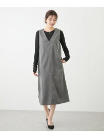 【SALE／20%OFF】ドットVネックジャンパースカート JAYRO ジャイロ ワンピース・ドレス ジャンパースカート グレー ブラック【RBA_E】【送料無料】[Rakuten Fashion]