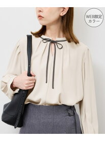 【前後2WAY】【WEB限定カラー】配色リボンブラウス/通勤対応 ROPE' PICNIC ロペピクニック トップス シャツ・ブラウス ホワイト ベージュ ネイビー ブルー【送料無料】[Rakuten Fashion]