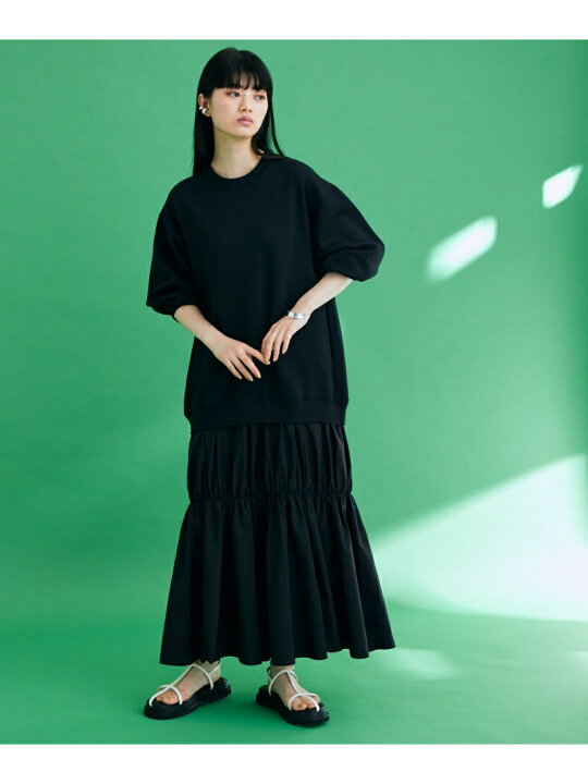 楽天市場 ダンボールタフタドッキングワンピース Adam Et Rope Femme アダムエロペ ワンピース ワンピースその他 ブラック グレー 送料無料 Rakuten Fashion J Adore Jun Online