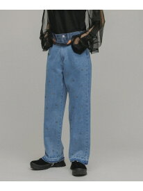 [PANTS]BIJOU STRAIGHT DENIM M TO R アダムエロペ パンツ ジーンズ・デニムパンツ ブラック ブルー【送料無料】[Rakuten Fashion]