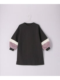 【SALE／30%OFF】【KIDS】袖ボア切替ワンピース ROPE' PICNIC KIDS ロペピクニック ワンピース・ドレス ワンピース グレー ホワイト パープル【RBA_E】[Rakuten Fashion]