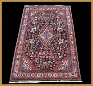 希少品【セミアンティーク.ペルシャ絨毯】★手織りウール草木染 イラン/ハメダン産サイズ:213cm×135cm セミアンティーク60年前後【大特価品】【送料無料】【smtb-k】