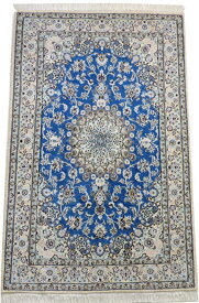 ペルシャ絨毯 カーペット ウール シルク 手織り 高級 ペルシャ絨毯の本場 イラン ナイン産 中型サイズ 200cm×132cm【本物保証/直輸入】