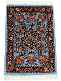 ペルシャ絨毯 カーペット ウール＆シルク 手織り ペルシャ絨毯の本場 イラン ビジャー産 玄関マットサイズ 92cm×60cm 本物保証