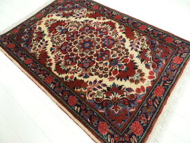 ペルシャ絨毯 カーペット ウール 手織り ペルシャ絨毯の本場 イラン タブリーズ産 玄関マットサイズ 95cm×66cm 本物保証