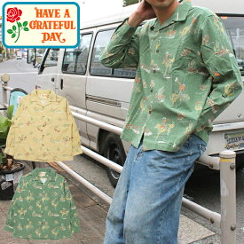 HAVE A GRATEFUL DAY ハブ ア グレイトフル デイ GDS0417COWB L/S SHIRT ロングスリーブ シャツ Yシャツ 柄シャツ 長袖 ヴィンテージ サンプリング レトロ 半袖 プリント トップス メンズ レディース ユニセックス 2カラー 2025AW