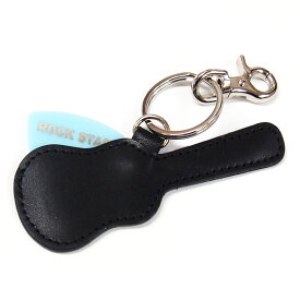 JAJABOON 【メール便OK★】ギターケース型（トライアングル型）ピックケースキーホルダー 黒（ギターピック付）