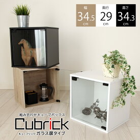 キューブBOX ガラス扉タイプ −Cubrick− キューブリック ガラスドア付き コレクションディスプレイ収納庫タイプ 幅34.5cm×奥行29cm×高34.3cm 積み重ね設置可能なサイコロフィギュアラック フィギュアケース キューブボックス JAJAN コレクションケース