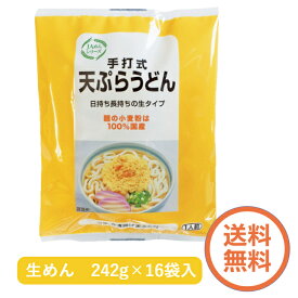 【同梱不可・送料無料】手打式天ぷらうどん　1食・つゆ、かき揚げ天ぷら付　242g×16袋入り 福岡県産小麦100%