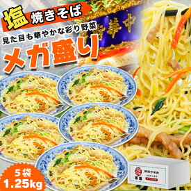 横濱中華街 塩焼そば 野菜たっぷり 5食セット 大容量 1250g（250g×5袋）ギガ盛り 本場の味 キャンプ しおやきそば 冷凍 5食入り 人気グルメ 本場中華料理 まとめ買い 野菜 冷凍食品 セット 詰め合わせ お弁当 おかず 惣菜 即席めん インスタント おつまみ 母の日 ギフト