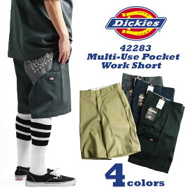 ディッキーズ Dickies 42283 13インチ セルフォンポケット ワークショーツ ｜ メンズ ハーフパンツ ルーズフィット ショートパンツ USAライン 定番 シワや汚れに強い素材 カーキ ネイビー ブラック グレー レッド ウエストサイズ30-44