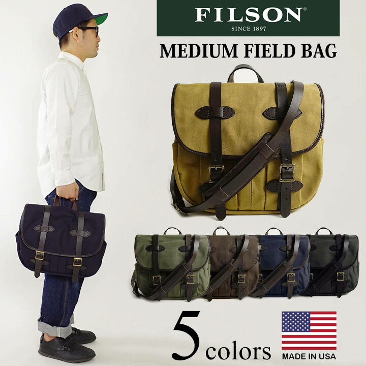 楽天市場 フィルソン Filson ショルダーバック ミディアム フィールド バッグ メンズ 鞄 かばん アメリカ製 米国自社工場生産 Medium Field Bag ヘビーオンスキャンバス レザーハンドル 着脱可能なショルダーストラップ ブラウン ネイビー ブラック Jalana