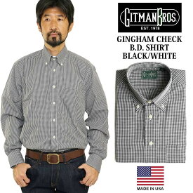 ギットマン ブラザーズ Gitman Bros. ギンガムチェック ボタンダウンシャツ ブラック/ホワイト (アメリカ製 米国製 GINGHAM CHECK B.D. SHIRT 長袖）