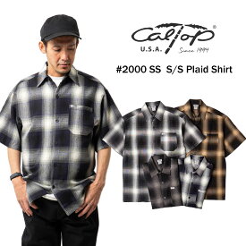 キャルトップ CALTOP #2000 オンブレ チェック 半袖 フランネル シャツ メンズ S-XXXL 米国製 アメリカ製 MADE IN USA ｜ カジュアルシャツ 西海岸ストリート ワイドシルエット