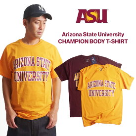 ARIZONA STATE UNIVERSITY オフィシャルロゴTシャツ チャンピオンボディ（メンズ S-XXL Champion カレッジTシャツ ASU アリゾナ州立大学 海外買い付け スーベニア）