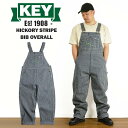 キー KEY ヒッコリーストライプ ビブ オーバーオール ｜ 273-47 メンズ ヒッコリー デニム コットン 綿100％ 12オンス…