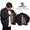 【クーポン配布中】レネゲードスポーツウエア RENEGADE sportswear パデッドナイロンラインド ダービージャケット ｜ ブルゾン ショート丈 ブラック ペイズリー