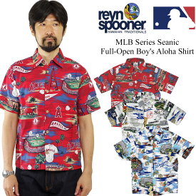 レインスプーナー REYN SPOONER 半袖 ボーイズアロハシャツ フルオープン シーニック メジャーリーグ公式 2019年モデル (MLB M-L メンズ レディース）