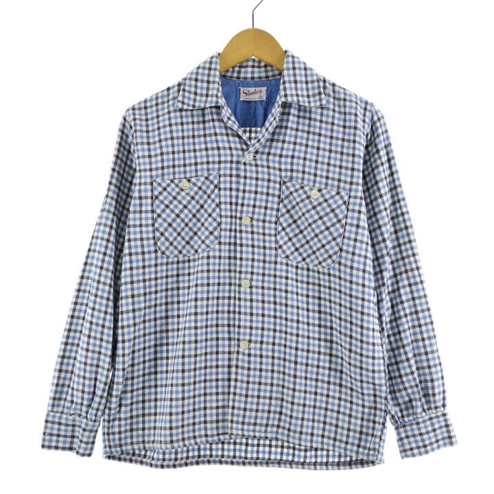 楽天市場】古着 50年代 SIMTEX オープンカラー 長袖 ヘビーネルシャツ  